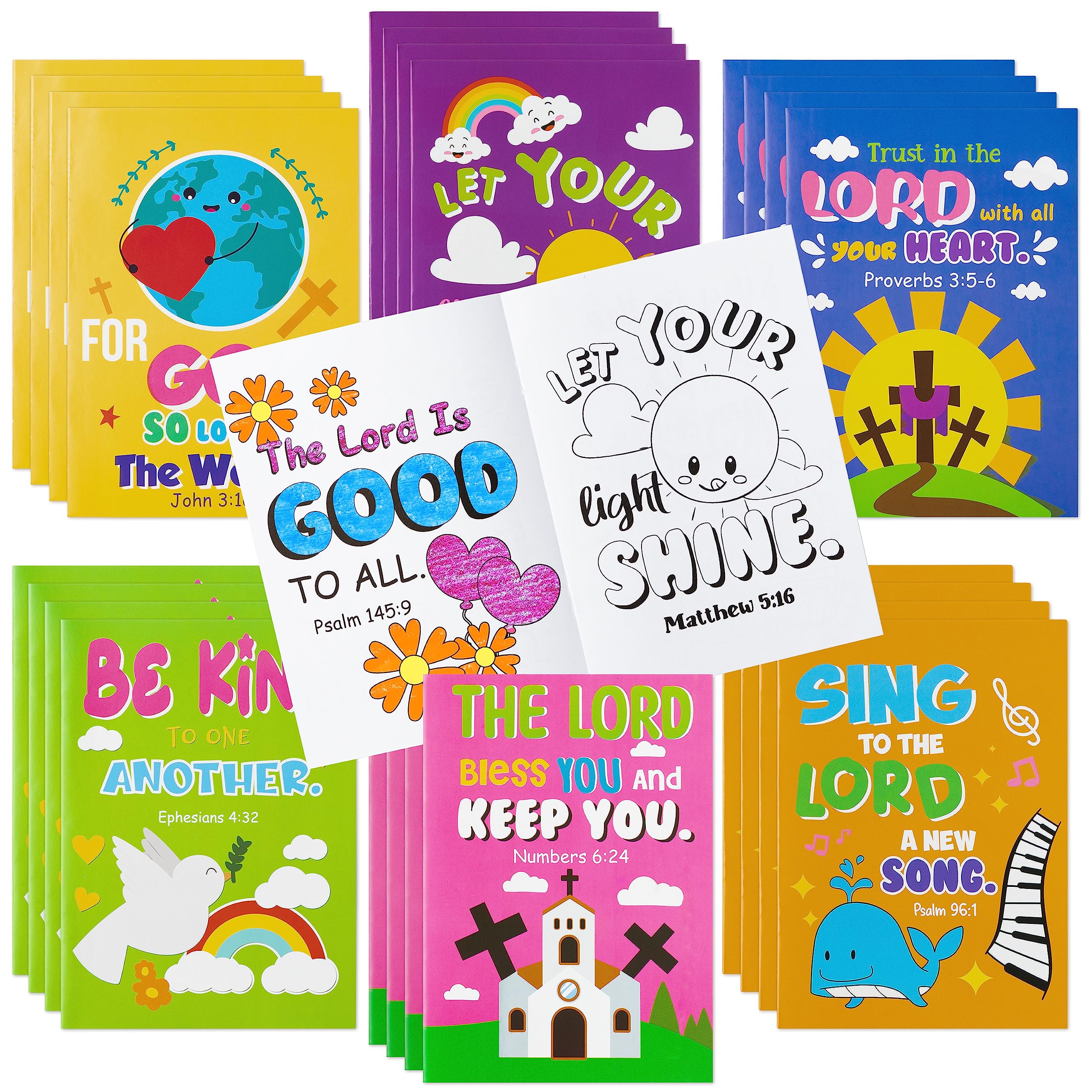 Dvbonike 24-Pack Bible Coloring Books for Kids – Religious Theme, 6 Cover Designs, Double-Sided Pages