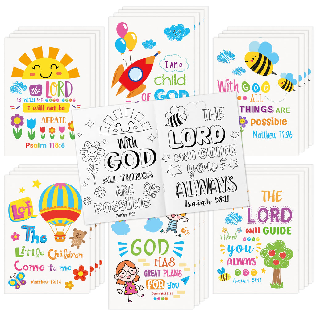 Dvbonike 24-Pack Bible Verse Coloring Books for Kids | Sunday School Activities | Religious DIY Art