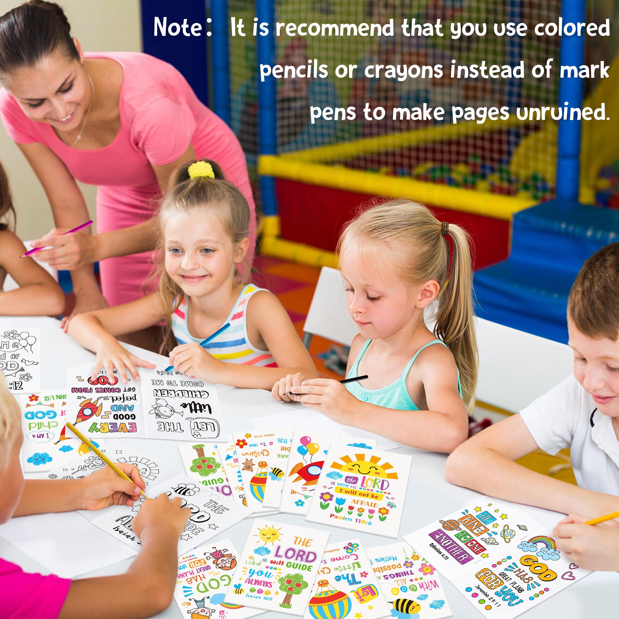 Dvbonike 24-Pack Bible Verse Coloring Books for Kids | Sunday School Activities | Religious DIY Art