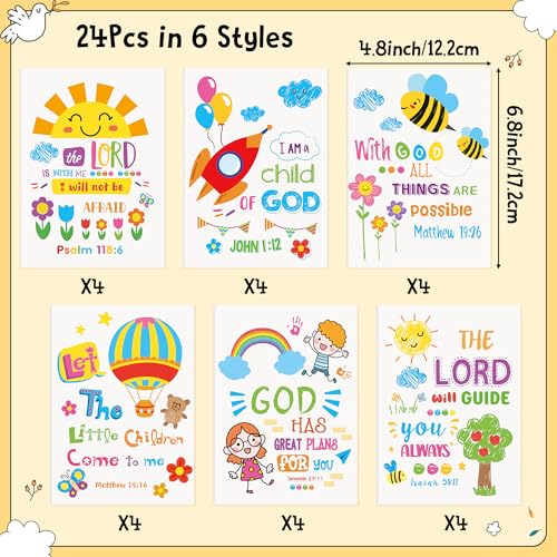 Dvbonike 24-Pack Bible Verse Coloring Books for Kids | Sunday School Activities | Religious DIY Art