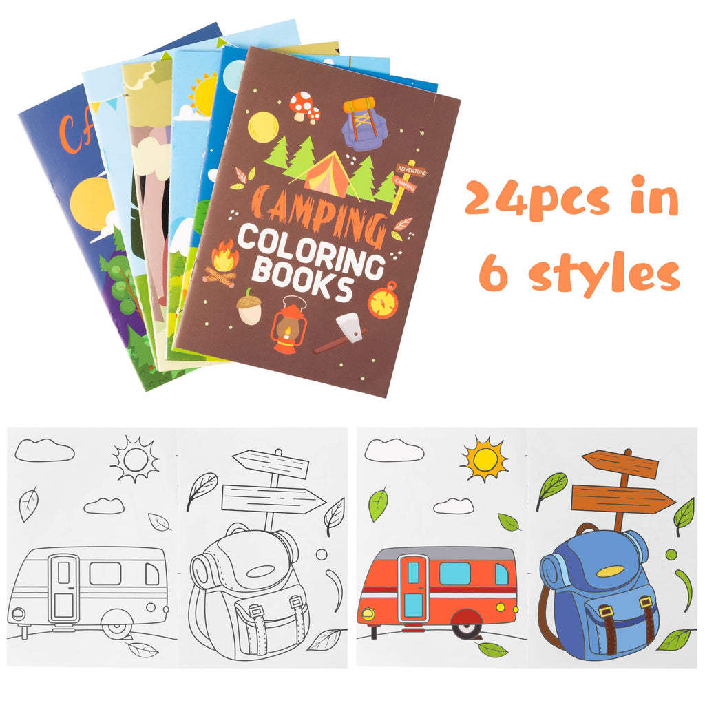 Dvbonike 24-Pack Camping Coloring Books for Kids – A5 Adventure Theme Party Favors