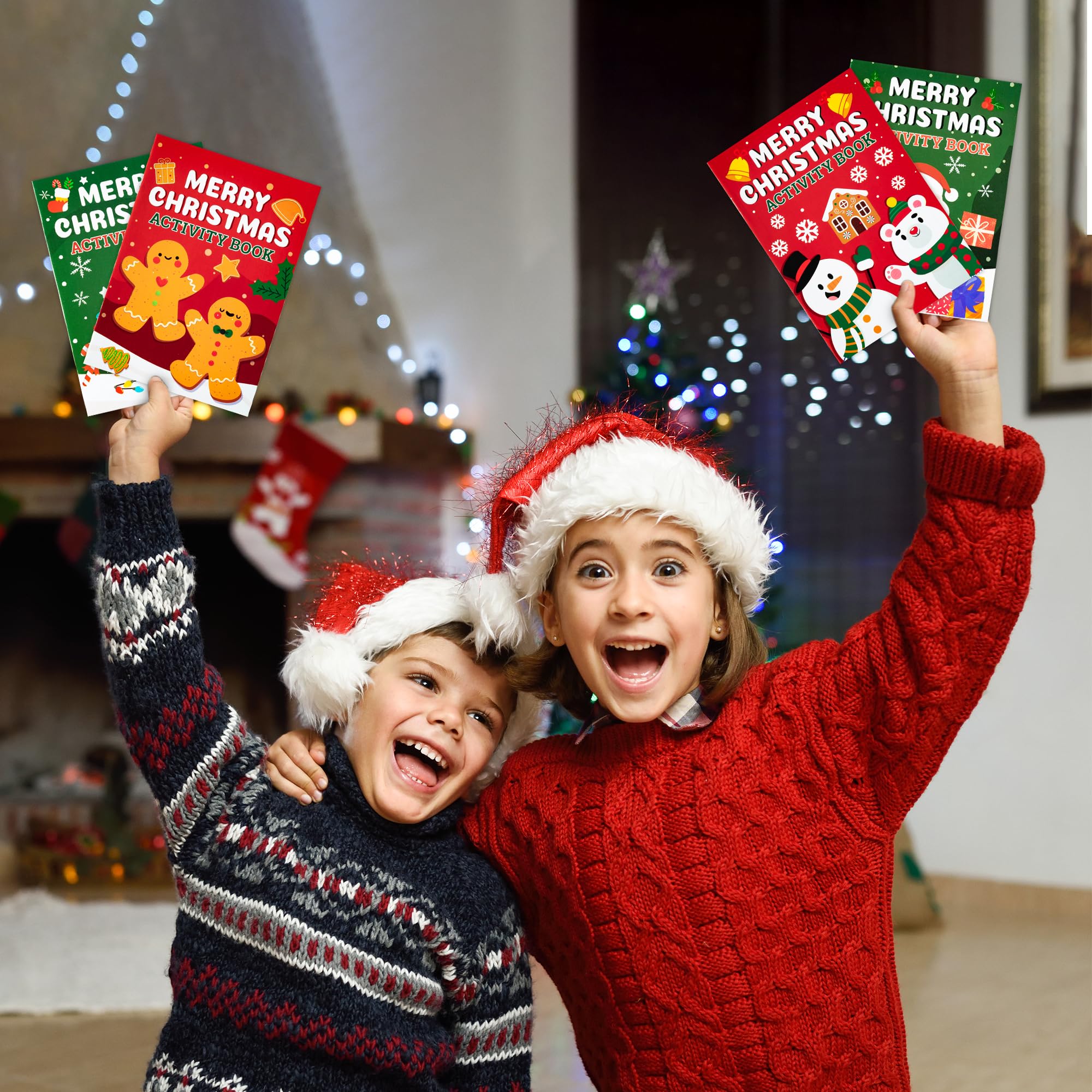 Dvbonike 24-Pack Christmas Activity Books for Kids – Mini Coloring & Games Bulk Set