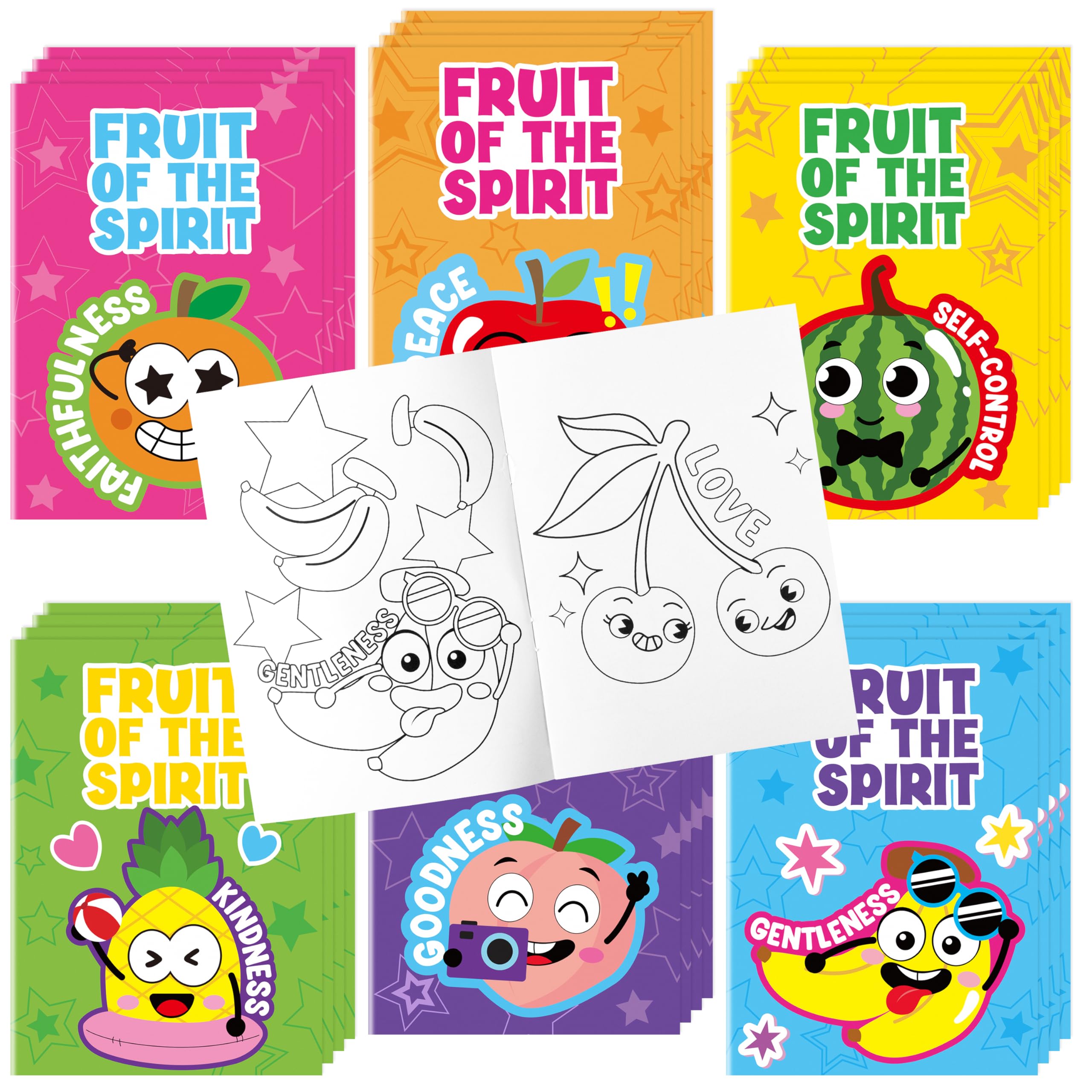 Dvbonike 24-Pack Fruit of the Spirit Coloring Books for Kids – Christian Sunday School Activities & Classroom Rewards