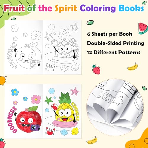 Dvbonike 24-Pack Fruit of the Spirit Coloring Books for Kids – Christian Sunday School Activities & Classroom Rewards