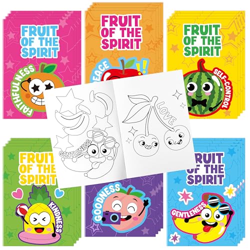 Dvbonike 24-Pack Fruit of the Spirit Coloring Books for Kids – Christian Sunday School Activities & Classroom Rewards