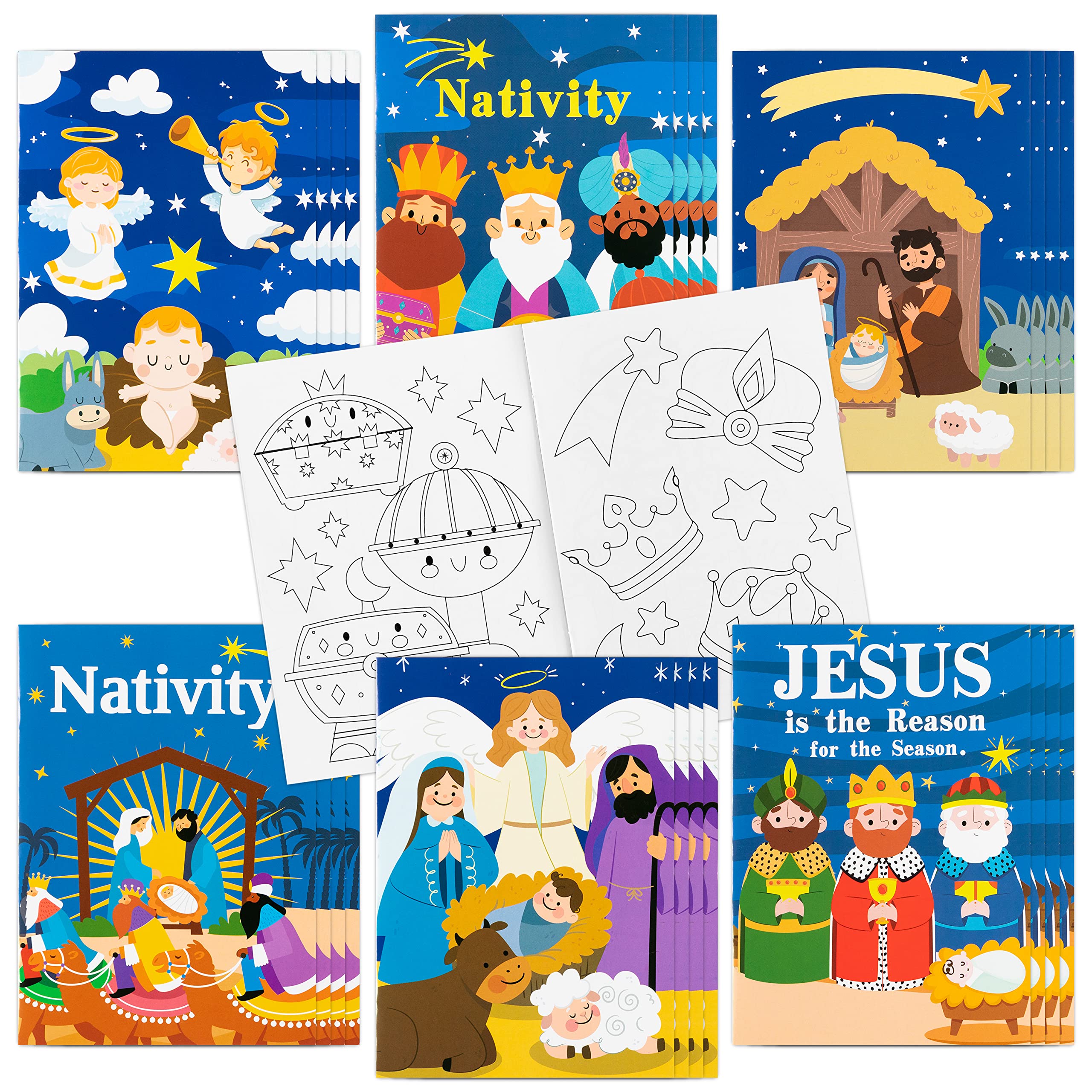 Dvbonike 24-Pack Nativity Coloring Books for Kids - Christian Religious Activity Set