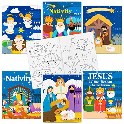 Dvbonike 24-Pack Nativity Coloring Books for Kids - Christian Religious Activity Set