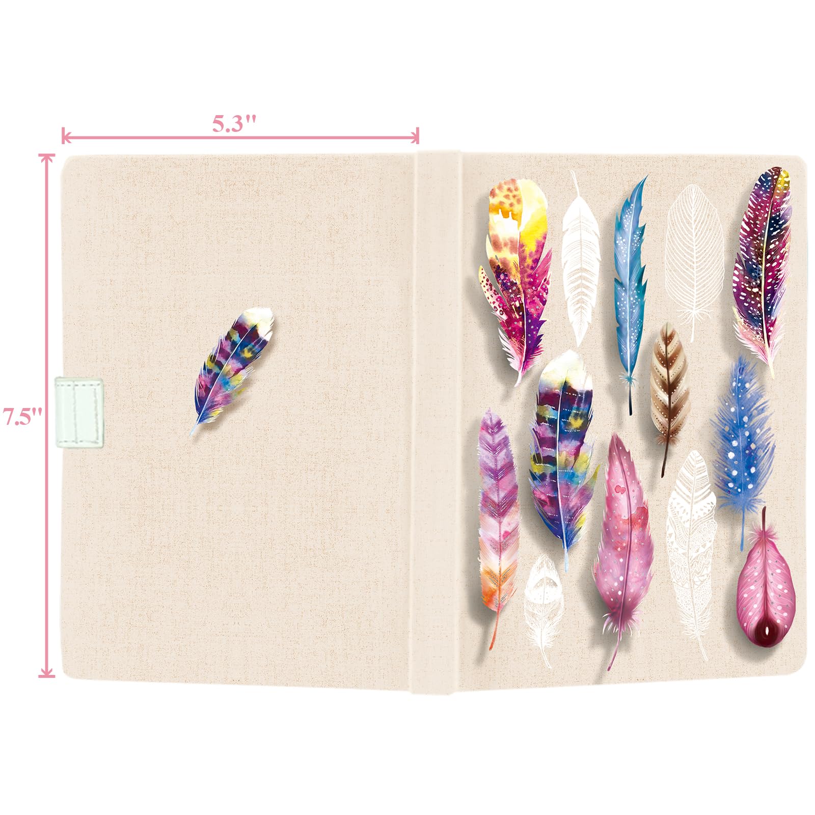 DWIYITTN Feather Journal for Girls – A5 Hardcover Lined Notebook with Pen, Magnetic Closure, 192 Pages