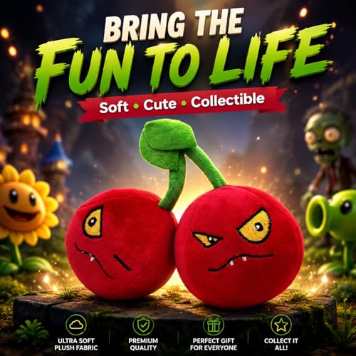 Dyharnsty Plants vs Zombies Cherry Bomb Plush Toy – 8-Inch Soft PVZ Figure with PP Cotton Fill