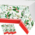 DYLIVeS 3-Pack Disposable Tablecloths - Holly Berry Plastic Covers for Christmas, Rectangular 54x108 Inch