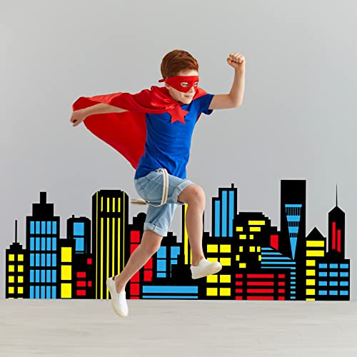 Eaasty City Skyline Backdrop 35.43 x 15.75 Inch - Black Cardboard Standing Card for Birthday, Graduation Party Decorations