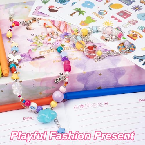 EABUY Pink Unicorn Diary for Girls with Lock and Keys - A5 Journal Set with Pens, Stickers & More