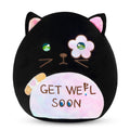 Easfan 12-Inch Get Well Soon Plush Cat Pillow – Soft Black Kitty with Rainbow Belly for Patients