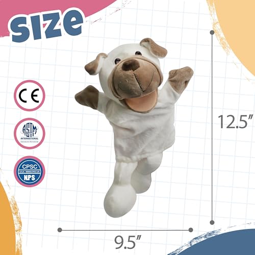 Easfan Puppy Hand Puppet - 12.5" Soft Plush with Movable Mouth, Machine Washable Interactive Storytelling Toy for Toddlers Kids