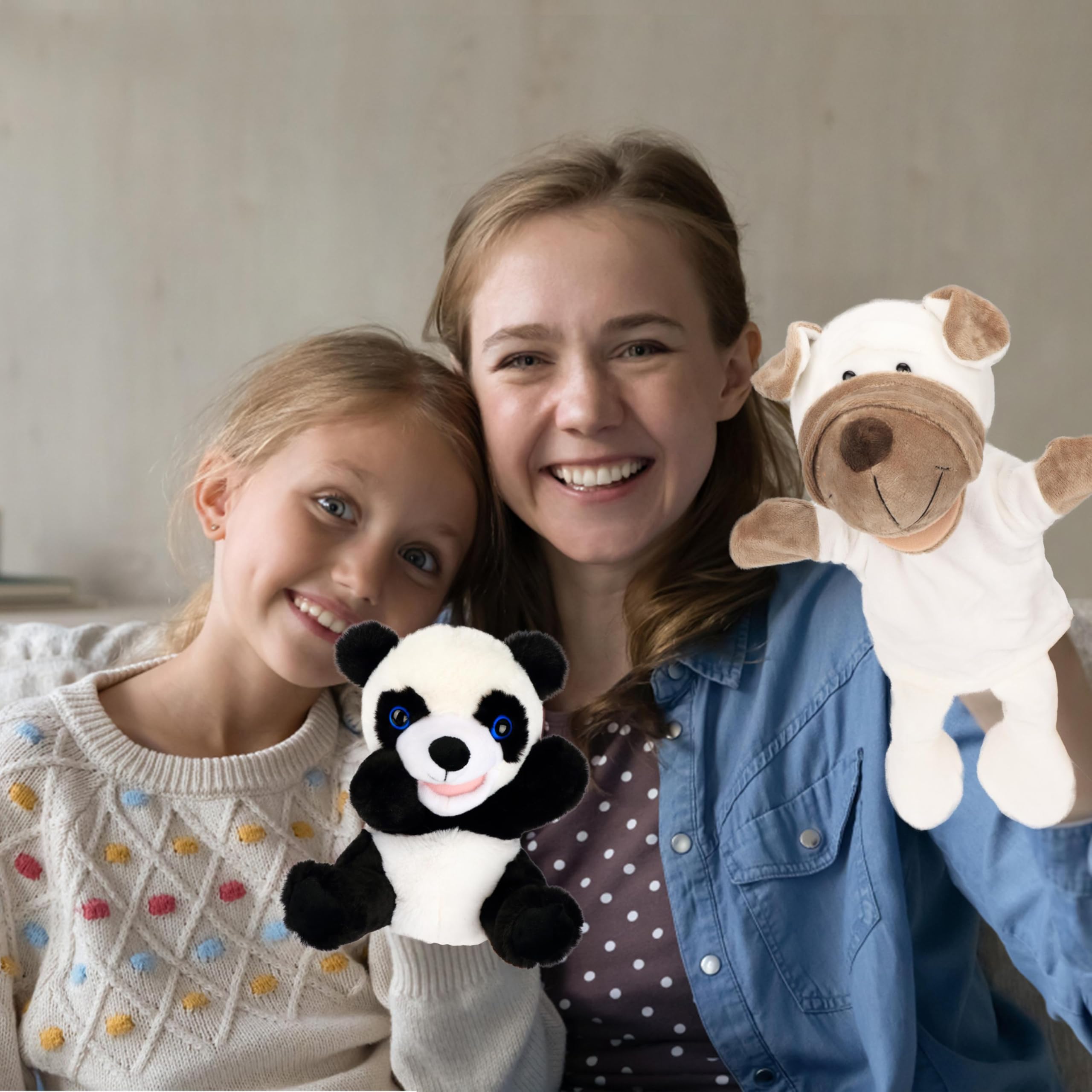 Easfan Puppy Hand Puppet - 12.5" Soft Plush with Movable Mouth, Machine Washable Interactive Storytelling Toy for Toddlers Kids