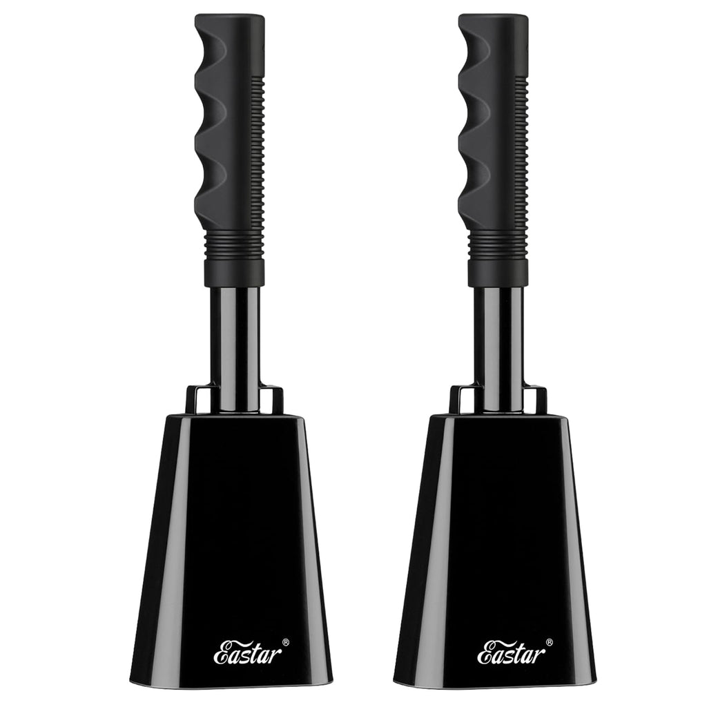 Eastar Cow Bell with Handle 2 Pack – Large 10 Inch Cheering Bells for Sporting Events, Black