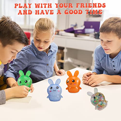 Easter Bunny Stress Balls - 4 Pack Squishy Fidget Toys for Easter Baskets, Stress Relief, Party Favors