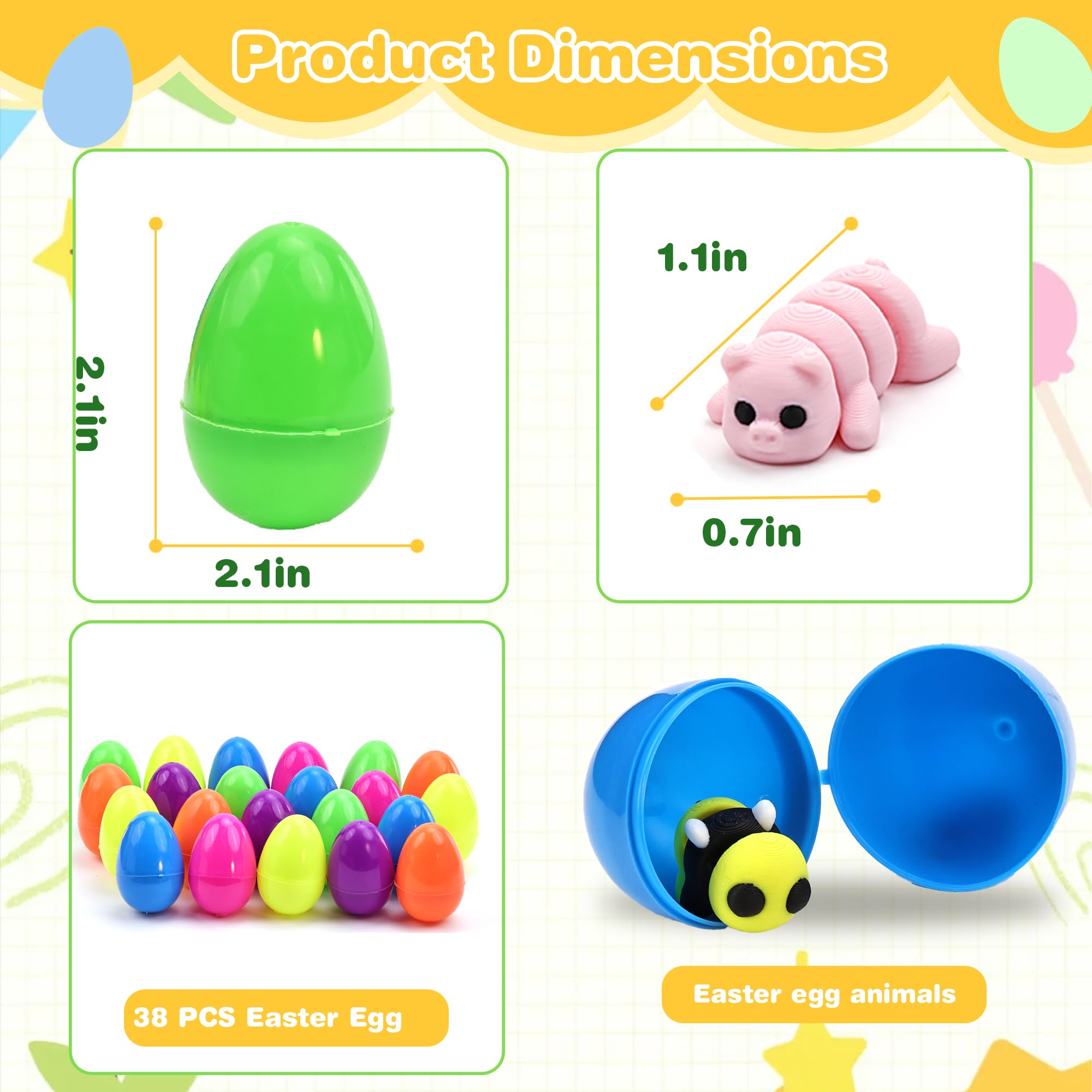 Easter Egg with 38 Articulated 3D Printed Animal Figurines – Flexible Fidget Toys for Kids