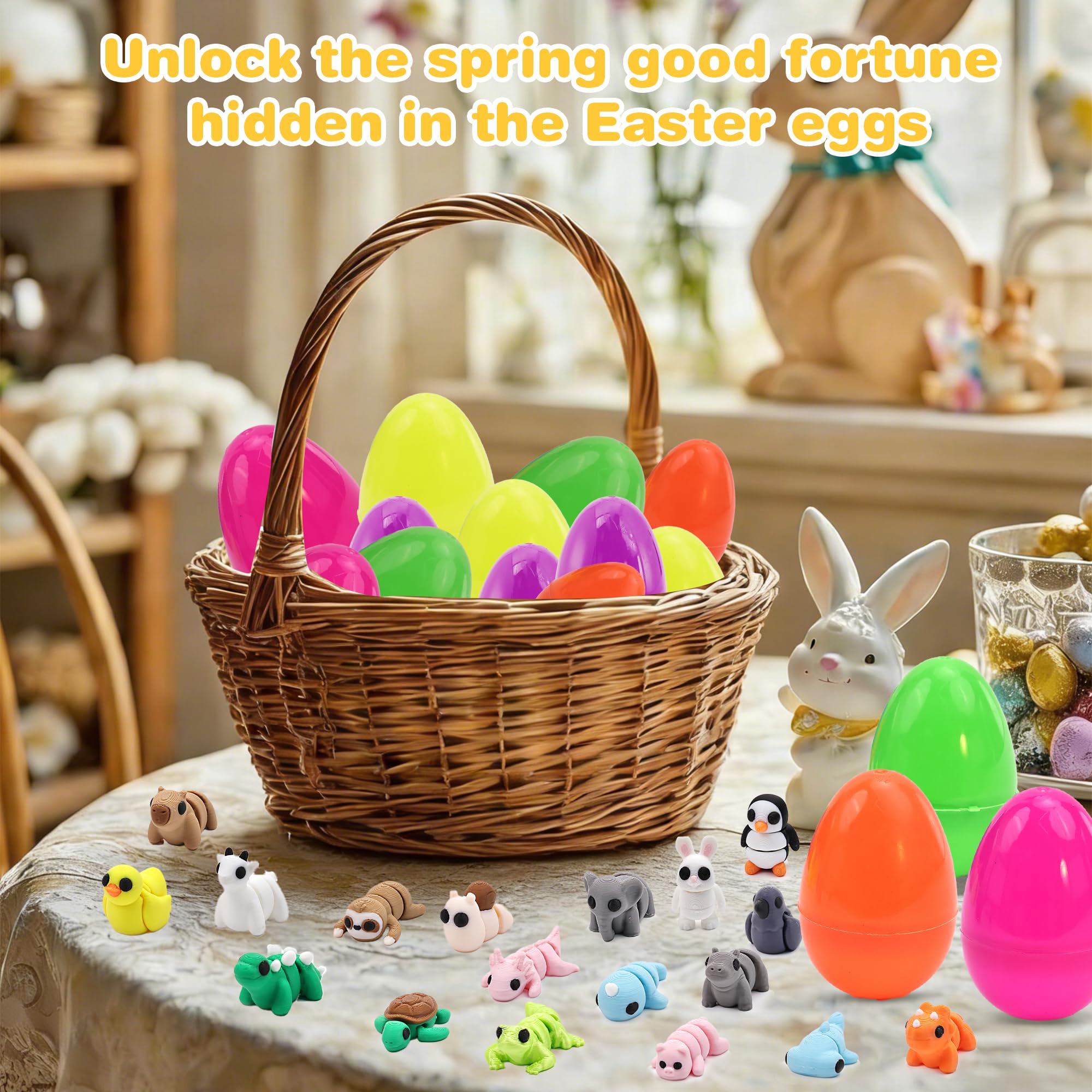 Easter Egg with 38 Articulated 3D Printed Animal Figurines – Flexible Fidget Toys for Kids