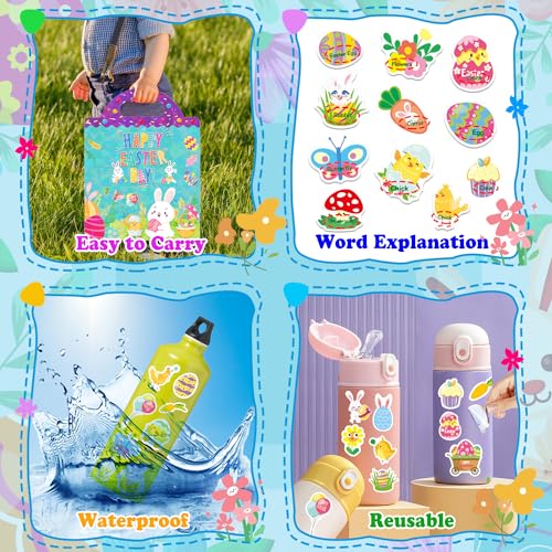 Easter Reusable Sticker Book for Kids 3-6 – 114 PVC Stickers, Portable Travel Toy for Boys & Girls (A)