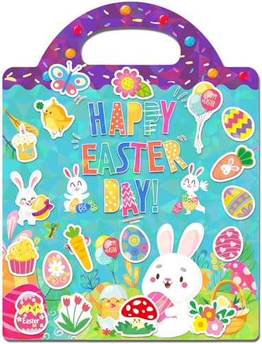 Easter Reusable Sticker Book for Kids 3-6 – 114 PVC Stickers, Portable Travel Toy for Boys & Girls (A)