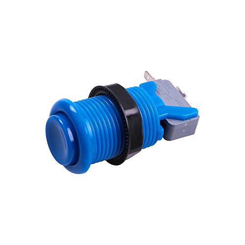 Easyget 6-Pack 30mm Arcade Push Buttons (Blue) - HAPP Style with Microswitches for MAME/JAMMA/Raspberry Pi