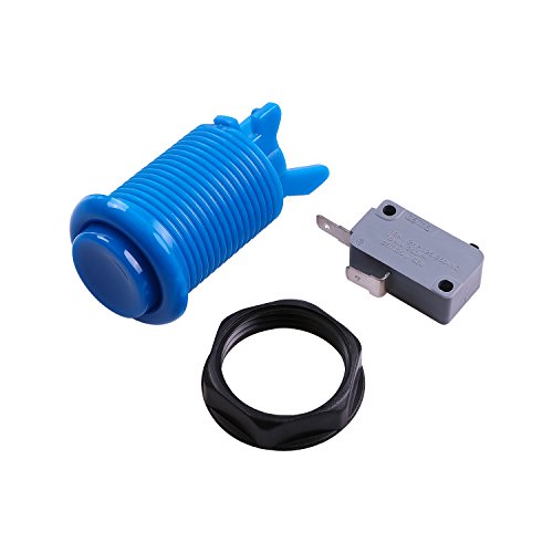Easyget 6-Pack 30mm Arcade Push Buttons (Blue) - HAPP Style with Microswitches for MAME/JAMMA/Raspberry Pi