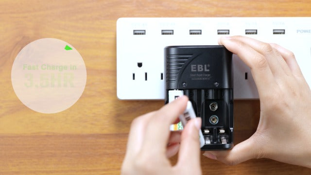 EBL 8-Pack AAA Rechargeable Batteries 800mAh with Smart Charger