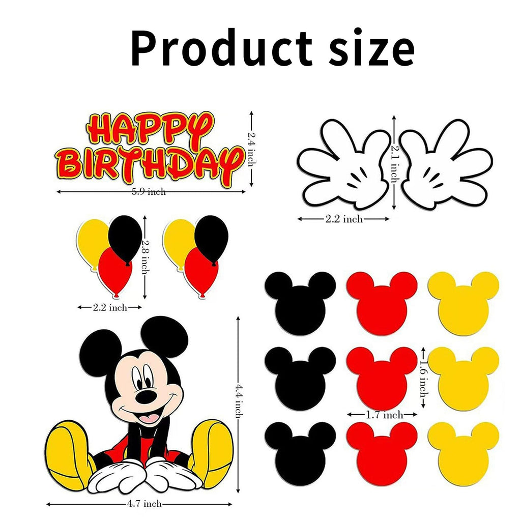 EBWHOLE 15-Pack Cute Mouse Cake Toppers for Birthday Party Decorations - Non-Edible Cardboard Cupcake Toppers