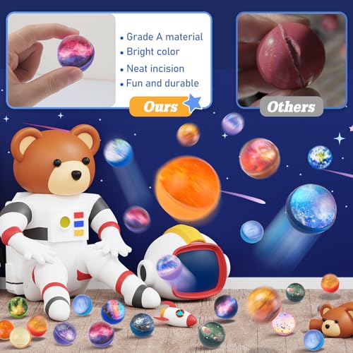 Ecoofor 30 Pack Galaxy Bouncy Balls – 32mm Space Themed Rubber Balls for Kids Party Favors, Goodie Bag Fillers & Carnival Prizes