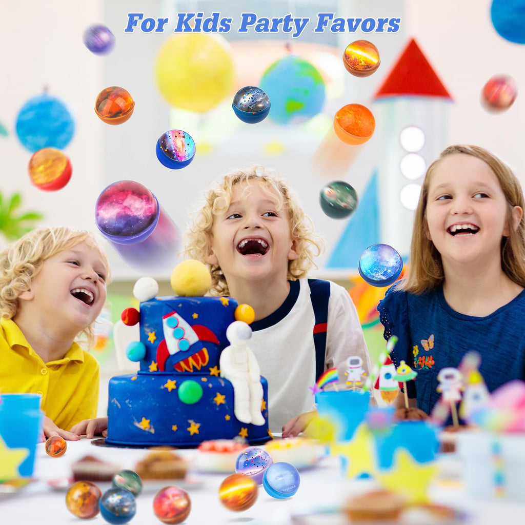 Ecoofor 30 Pack Galaxy Bouncy Balls – 32mm Space Themed Rubber Balls for Kids Party Favors, Goodie Bag Fillers & Carnival Prizes