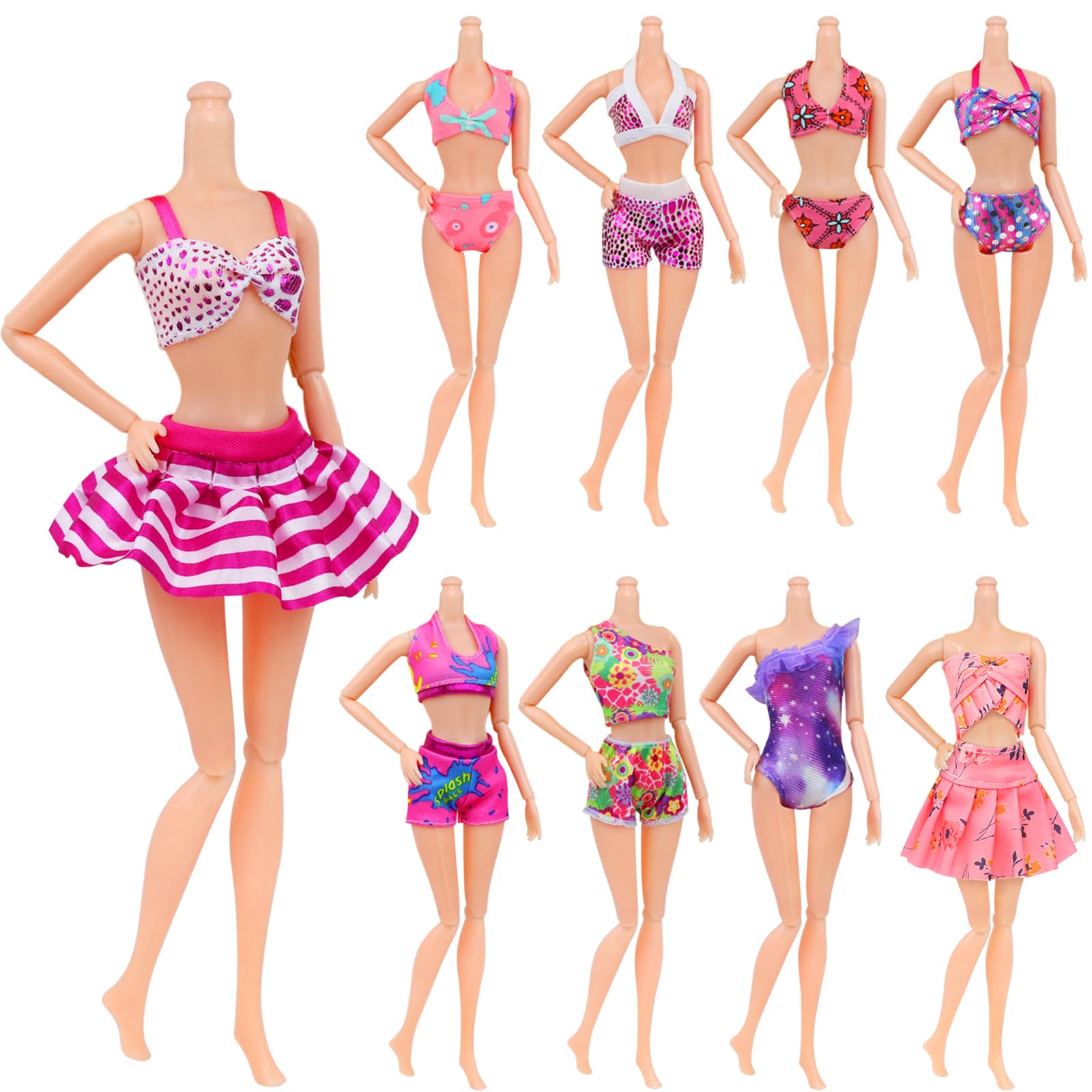 Ecore Fun 15-Piece Doll Bathing Suit Set for 11.5-Inch Dolls - Swimsuits, Shoes, Pool Floaties & Accessories