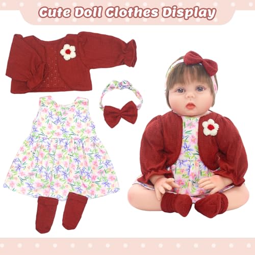 Ecore Fun 2 Set Baby Doll Clothes for 20-22 Inch Dolls - 7 Piece Outfit Set with Skirts, Socks, Headbands (Doll Not Included)