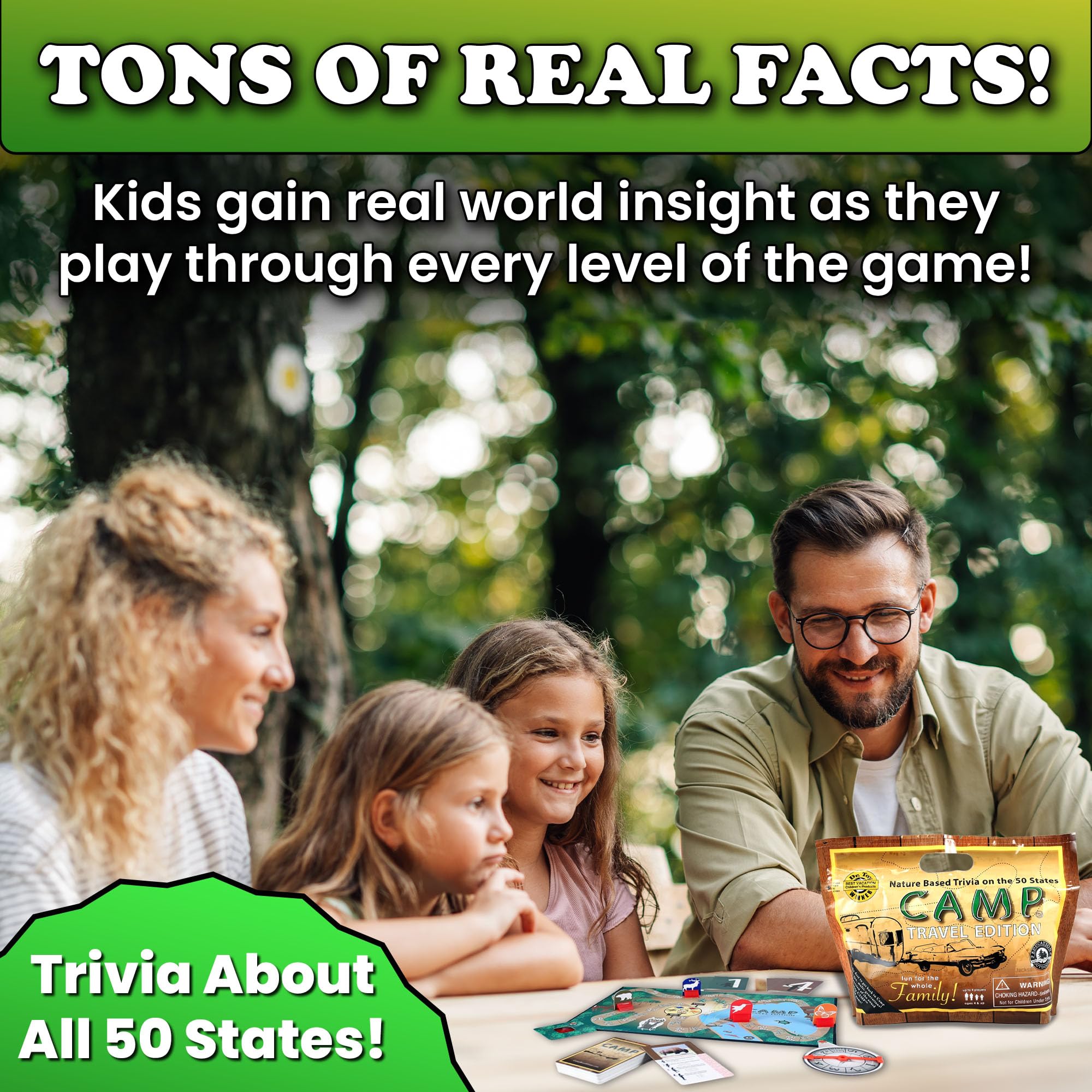 Education Outdoors Camp Travel Edition – 50 States & Outdoor Trivia for Kids