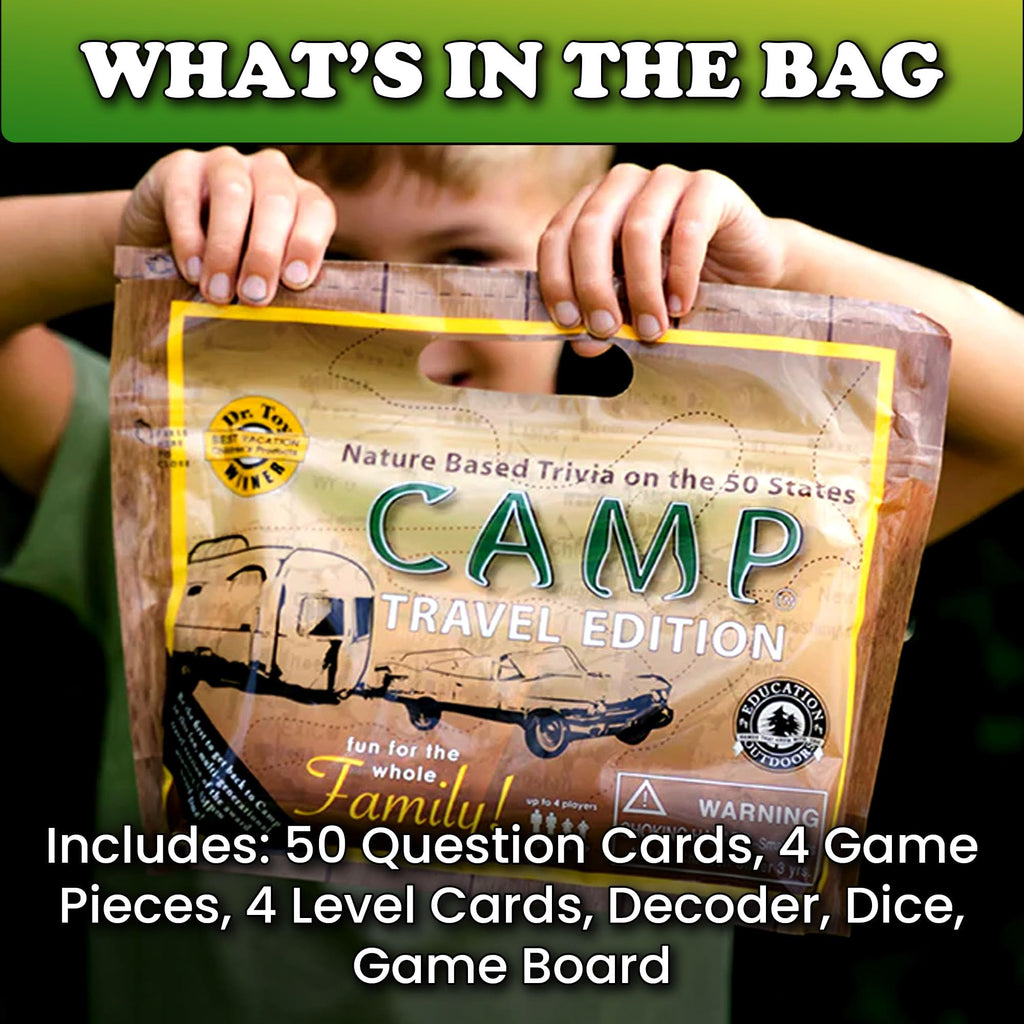 Education Outdoors Camp Travel Edition – 50 States & Outdoor Trivia for Kids