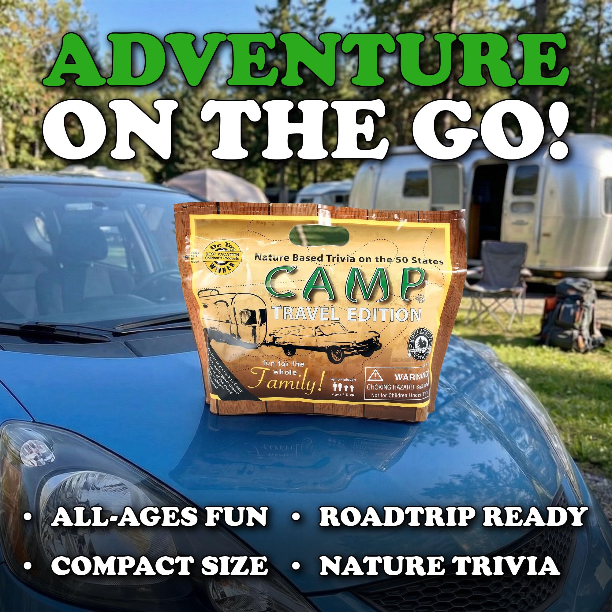 Education Outdoors Camp Travel Edition – 50 States & Outdoor Trivia for Kids