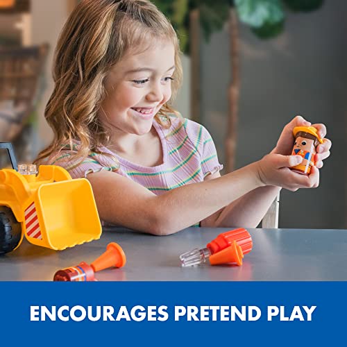 Educational Insights Design & Drill Bolt Buddies Bulldozer - Kid-Safe Screwdriver Toy, 9 Bolts, Buildable Bulldozer with Moveable Scoop, Ages 3+