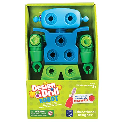 Educational Insights Design & Drill Robot: STEM Building Toy with Working Screwdriver for Ages 3+