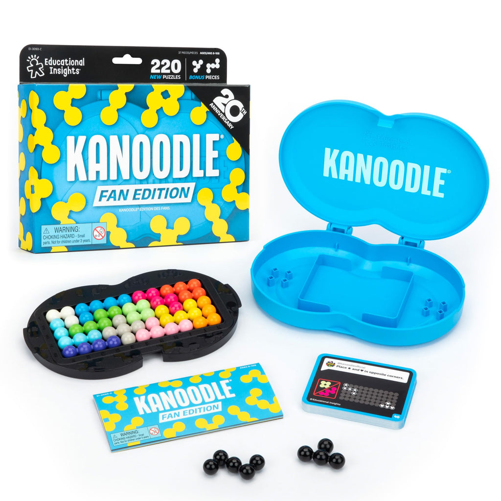 Educational Insights Kanoodle Fan Edition (Cyan) – 20th Anniversary 3D Logic Puzzle with 220 Challenges