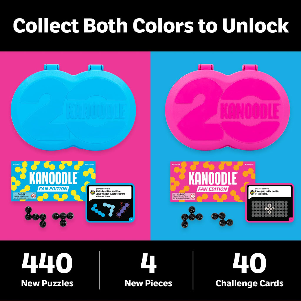 Educational Insights Kanoodle Fan Edition (Cyan) – 20th Anniversary 3D Logic Puzzle with 220 Challenges