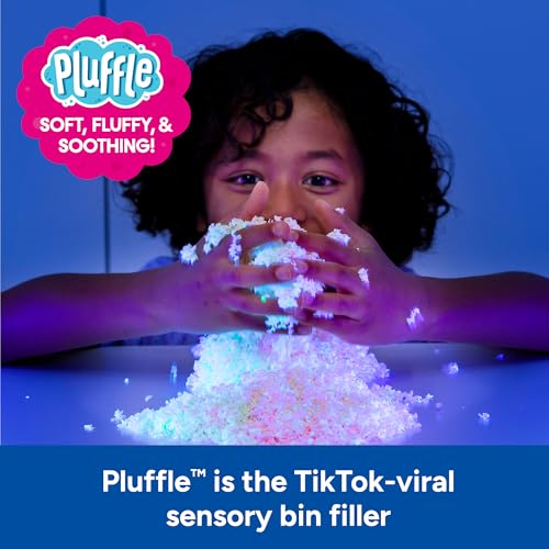 Educational Insights Pluffle Glow-in-the-Dark Sensory Bin Filler – Pink & Green Foam Sand for Toddlers 3+