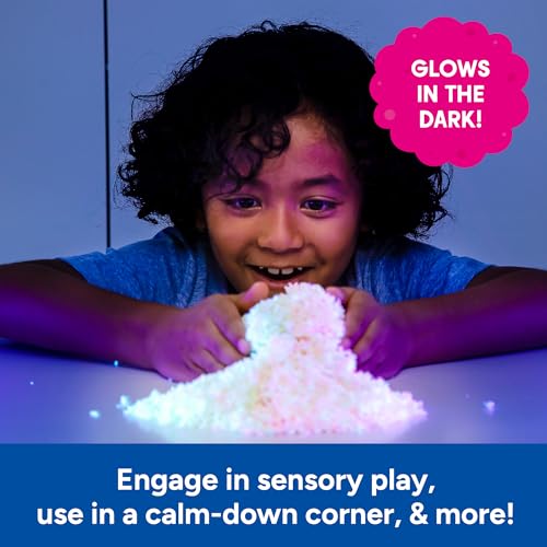 Educational Insights Pluffle Glow-in-the-Dark Sensory Bin Filler – Pink & Green Foam Sand for Toddlers 3+