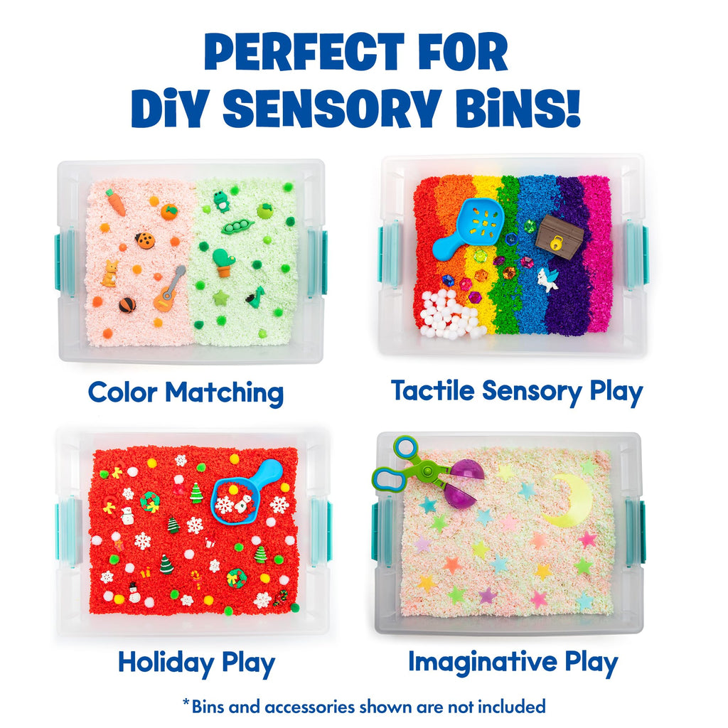 Educational Insights Pluffle Glow-in-the-Dark Sensory Bin Filler – Pink & Green Foam Sand for Toddlers 3+