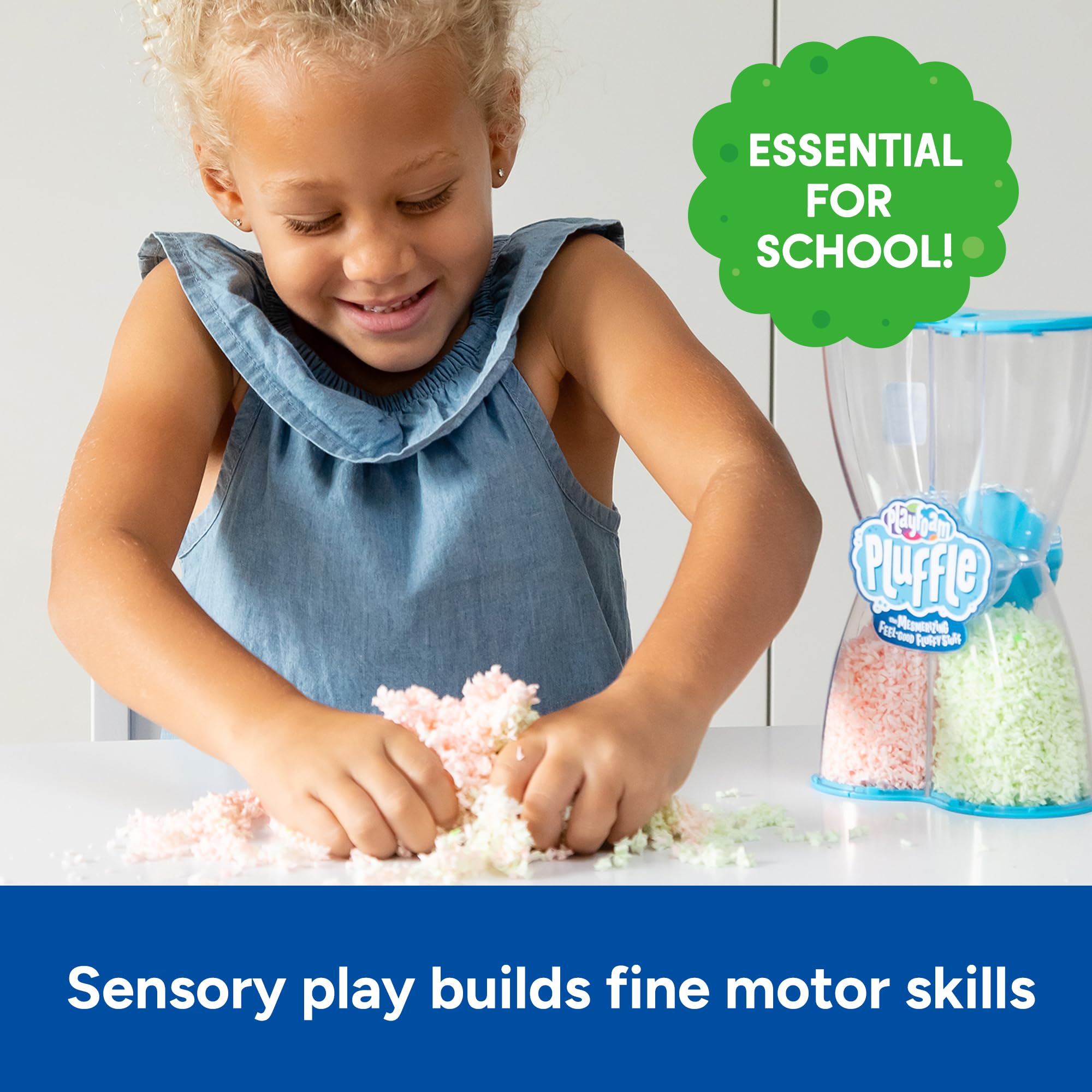 Educational Insights Pluffle Glow-in-the-Dark Sensory Bin Filler – Pink & Green Foam Sand for Toddlers 3+