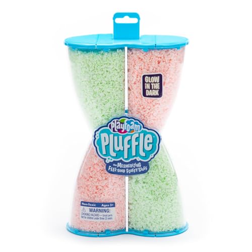 Educational Insights Pluffle Glow-in-the-Dark Sensory Bin Filler – Pink & Green Foam Sand for Toddlers 3+