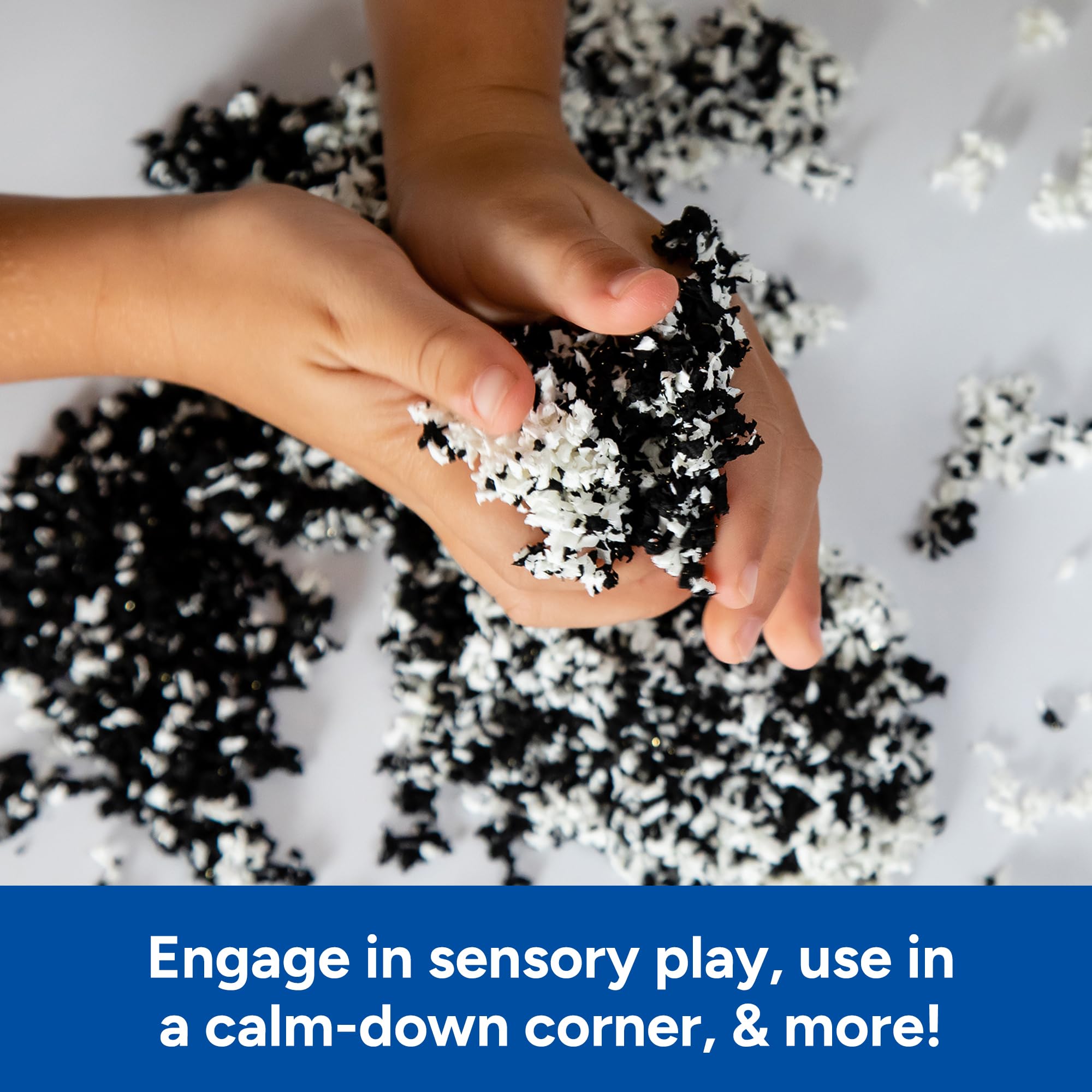 Educational Insights Pluffle Twist Black & White – Reusable Sensory Bin Filler for Toddlers 3+