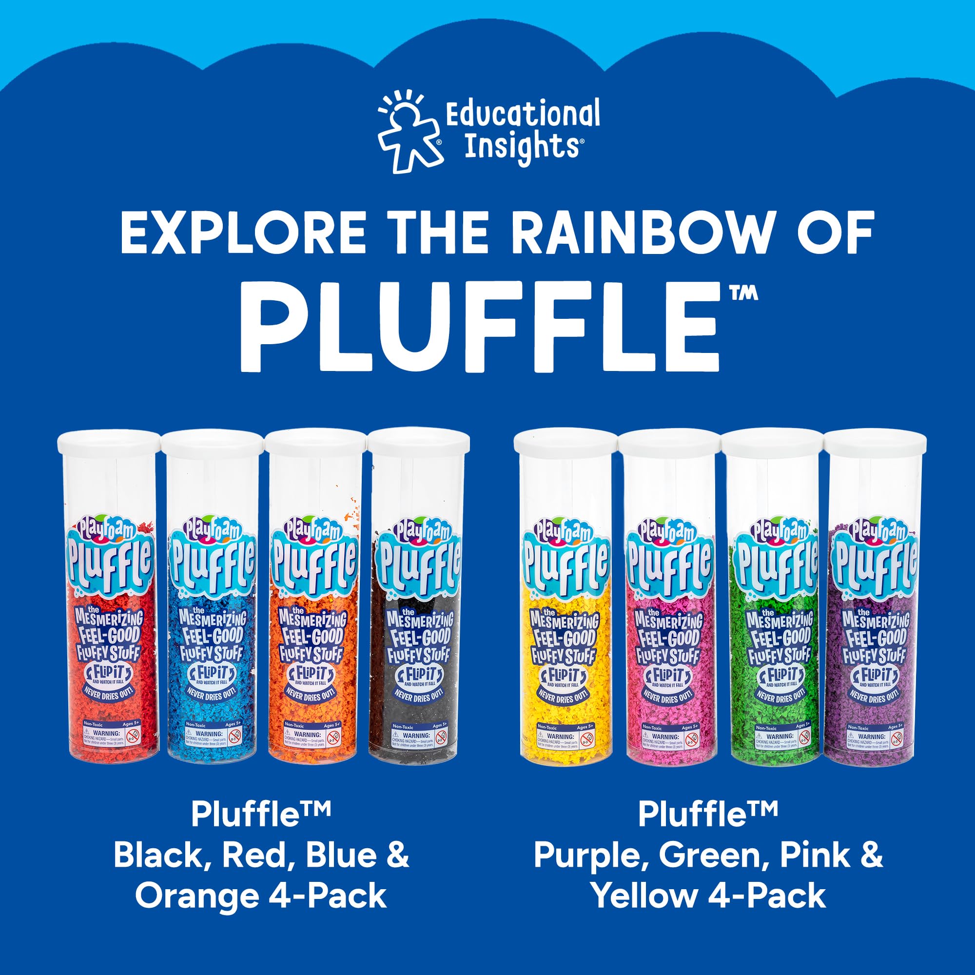 Educational Insights Pluffle Twist Black & White – Reusable Sensory Bin Filler for Toddlers 3+