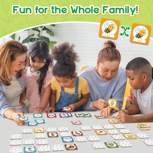 Edulok Bilingual Memory Card Game: Learn Spanish for Kids, 28 Pairs of Flashcards for Preschool Learning