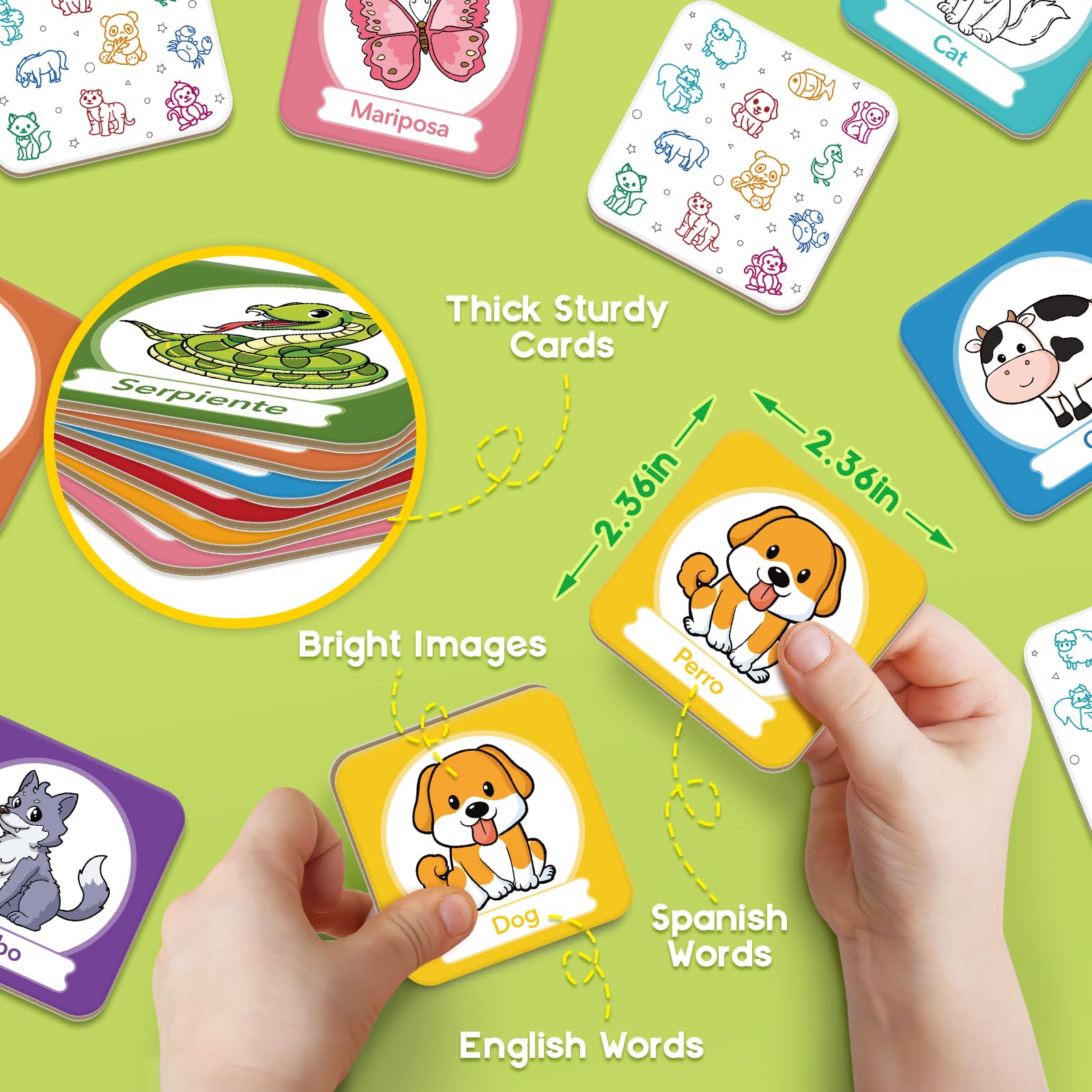 Edulok Bilingual Memory Card Game: Learn Spanish for Kids, 28 Pairs of Flashcards for Preschool Learning
