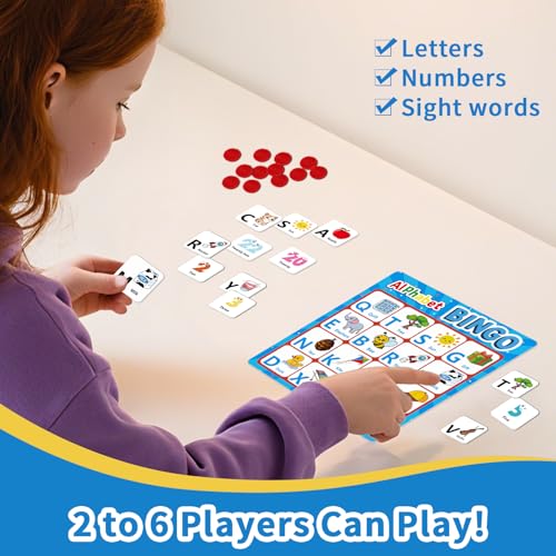 Edumix Double-Sided Alphabet & Number Bingo Game – ABC, 123 & Sight Word Learning Toy for Toddlers, Preschool Activities, Family Matching Game